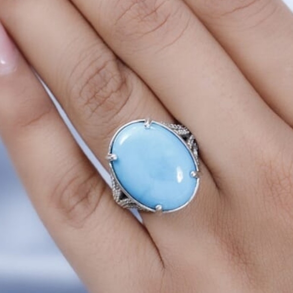 NEW Premium Arizona Sleeping Beauty Turquoise & Zircon Ring Size 6 - Picture 11 of 14